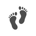 Footprint icon. Barefoot symbol. Step mark. Trekking shape. Distance badge. Medical examination. Foot silhouette Follow