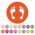 The footprint icon. foot symbol. Flat