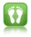 Footprint icon special soft green square button Royalty Free Stock Photo