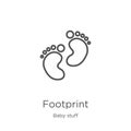 footprint icon vector from baby stuff collection. Thin line footprint outline icon vector illustration. Outline, thin line