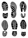 Footprint icons isolated on white background. Vector art. Collection of a imprint soles shoes. Footprint sport shoes big Royalty Free Stock Photo