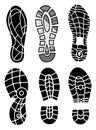 Footprint icons isolated on white background. Vector art. Collection of a imprint soles shoes. Footprint sport shoes big Royalty Free Stock Photo