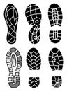 Footprint icons isolated on white background. Vector art. Collection of a imprint soles shoes. Footprint sport shoes big Royalty Free Stock Photo