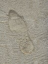 Footprint imprint on concrete floor
