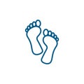Footprint Line Blue Icon On White Background. Blue Flat Style Vector Illustration Royalty Free Stock Photo