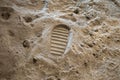 Footprint on the Moon surface Royalty Free Stock Photo