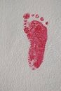 Footprint painted on the wall