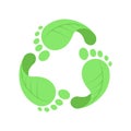 Footprint recycle sign. Net zero. Carbon neutral, eco-friendly. Vector Royalty Free Stock Photo