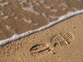 Footprint in the sand Royalty Free Stock Photo