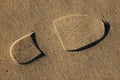 Footprint in sand on beach