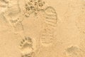 Footprint on sand beach background texture Royalty Free Stock Photo