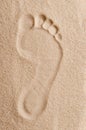 Footprint in the sand macro photo