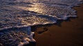 Footprint on the sand by the ocean