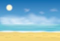 Footprint on the sand. Steps on the beach. Background with sea and blue sky. Vector illustration.