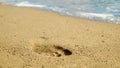 Footprint on the sea beach sand Royalty Free Stock Photo