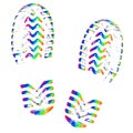 Footprint of shoes, isolated silhouette vector. Trace sole imprint Royalty Free Stock Photo