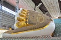 Footprint of Shwethalyaung Reclining Buddha in Bago, Myanmar. Royalty Free Stock Photo