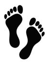 Footprint. Silhouette model feet of people. Drawn in black, isolated on white background.