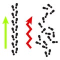 Footprint silhouettes success path trajectory illustration vector.