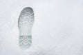 Footprint in the snow. Natural conceptual winter background. Place for text, copyspace