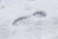 Footprint in the snow, walking in the snow