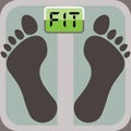 Footprints on bathroom scale, fit Royalty Free Stock Photo