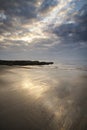 Footprints on beach Summer sunset landscape