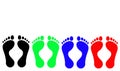 Footprints: Black, Green, Blue, Red