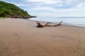 Footprints on the black sand of Playa Matapalo Royalty Free Stock Photo