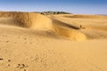 Footprints of a boy tourist walking on Sand dunes, SAM dunes of Royalty Free Stock Photo