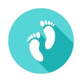 footprints of a child icon in flat long shadow. One of baby collection icon can be used for UI/UX Royalty Free Stock Photo