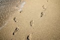Footprints deep in the sand, optical Illusion