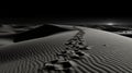 Footprints On Desert Path - Dark Stock Photo In The Style Of Alastair Magnaldo