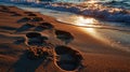 Footprints Disappearing in Sand - AI Generated Royalty Free Stock Photo