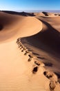 Footprints on dune of Erg Chigaga Royalty Free Stock Photo