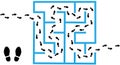 Footprints find solution through maze puzzle