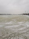 Footprints on the frozen river