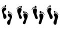 Footprints human silhouette, vector set, isolated on white background. Vector illustration Royalty Free Stock Photo