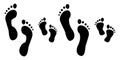 Footprints human silhouette, vector set, isolated on white background. Vector illustration Royalty Free Stock Photo