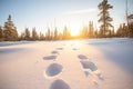 footprints leading to snowshoers