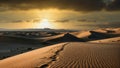 Footprints in the Sand of a Desert Under a Blue Sky. Generative Royalty Free Stock Photo