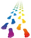Footprints Love Couple Rainbow Colors Royalty Free Stock Photo