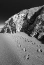 Footprints on Moonstone Beach, Cambria, California Royalty Free Stock Photo