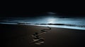 Footprints At Night: Romanticized Seascapes Wallpaper