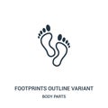 footprints outline variant icon vector from body parts collection. Thin line footprints outline variant outline icon vector