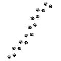 Footprints for pets, dog or cat. Pet prints. Paw pattern. Foot puppy. Black silhouette shape paw print. Footprint pet. Animal trac Royalty Free Stock Photo