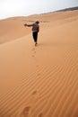 Footprints on the Red Sand Royalty Free Stock Photo