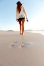 Footprints in sand Royalty Free Stock Photo