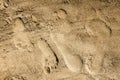 Footprints in the sand on a beach Royalty Free Stock Photo