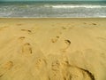 Footprints in the sand on a beach in Southeast Asia Royalty Free Stock Photo